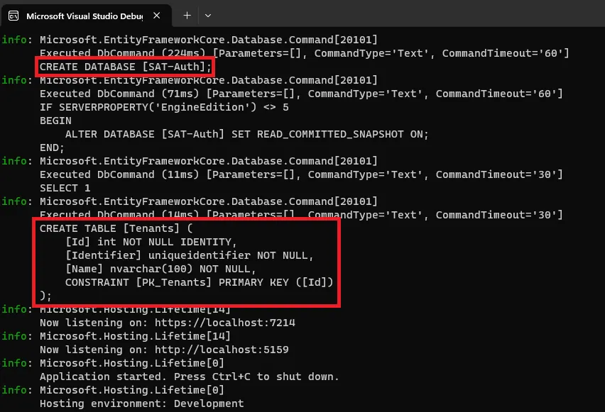 CREATE DATABASE SAT-Auth
